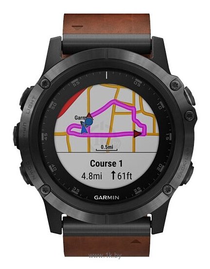 Фотографии Garmin Fenix 5X Plus Sapphire с кожаным ремешком