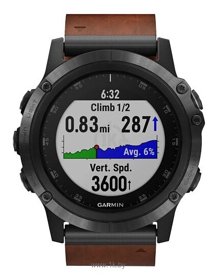 Фотографии Garmin Fenix 5X Plus Sapphire с кожаным ремешком