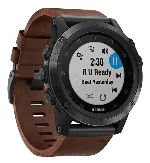 Фотографии Garmin Fenix 5X Plus Sapphire с кожаным ремешком