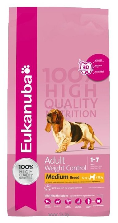 Фотографии Eukanuba (3 кг) Adult Dry Dog Food Weight Control For Medium Breed Chicken