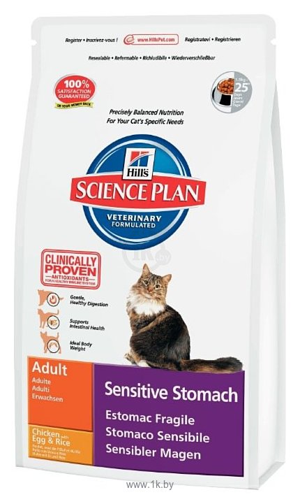 Фотографии Hill's Science Plan Feline Adult Sensitive Stomach Chicken with Egg & Rice (1.5 кг)