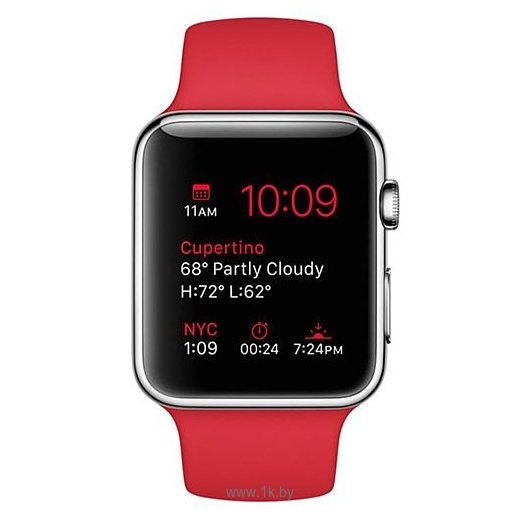 Фотографии Apple Watch Sport 42mm Silver with Red Sport Band (MLLE2)
