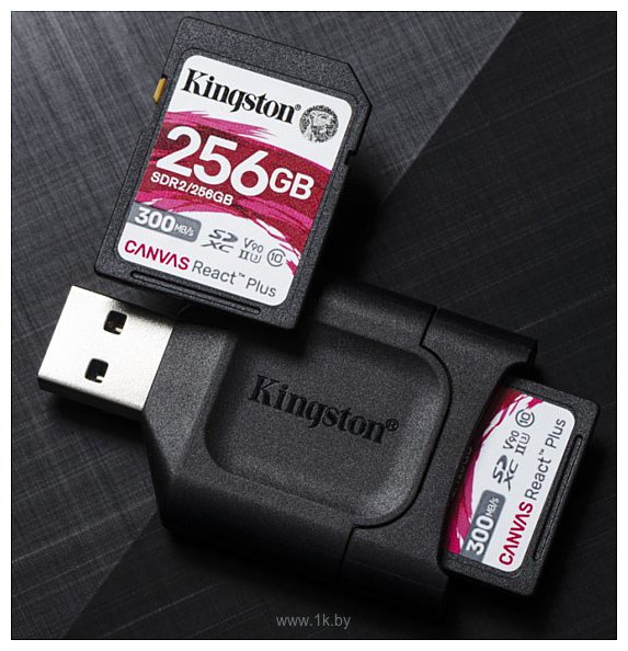 Фотографии Kingston Canvas React Plus SDXC 256GB (с кардридером)