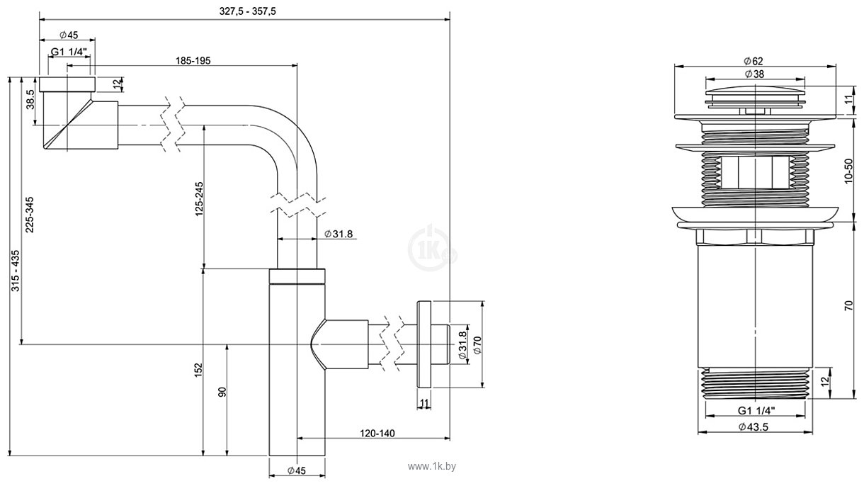 Фотографии Wellsee Drainage System 182125001 (сифон, донный клапан, матовый черный)