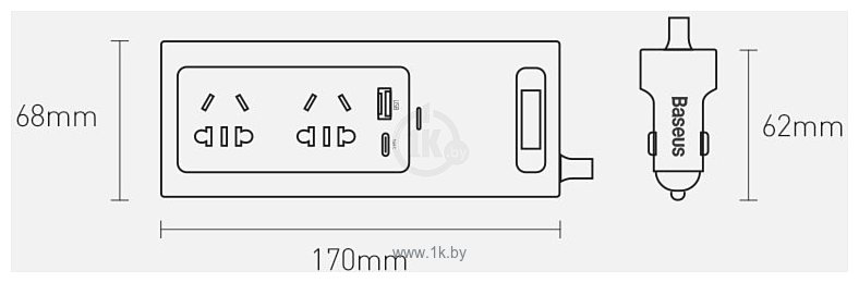 Фотографии Baseus In-car Inverter 150W (220V CN/EU)