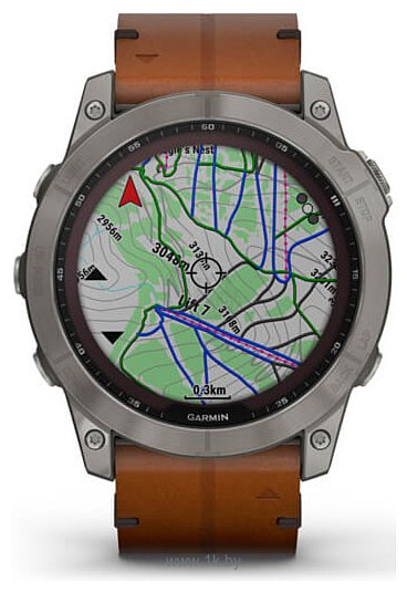 Фотографии Garmin Fenix 7X Sapphire Solar (кожаный ремешок)