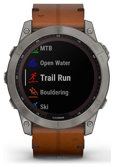 Фотографии Garmin Fenix 7X Sapphire Solar (кожаный ремешок)