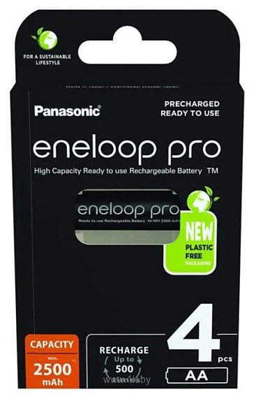 Фотографии Panasonic Eneloop Pro AA 2500 mAh 4 шт. (BK-3HCDE/4BE)