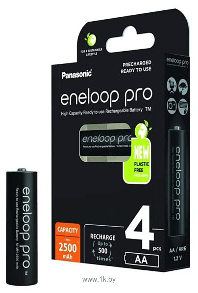 Фотографии Panasonic Eneloop Pro AA 2500 mAh 4 шт. (BK-3HCDE/4BE)