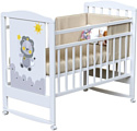 Классическая детская кроватка VDK Happy Lion колесо-качалка (белый)