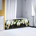 Фронтальный экран под ванну Comfort Alumin Орхидея на черном 3D 1.5