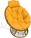Кресло M-Group Папасан пружинка мини 12090211 (коричневый ротанг/желтая подушка)