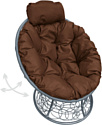 Кресло M-Group Папасан пружинка мини 12090305 (серый ротанг/коричневая подушка)