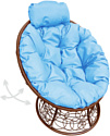 Кресло M-Group Папасан пружинка мини 12090203 (коричневый ротанг/голубая подушка)