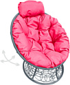 Кресло M-Group Папасан пружинка мини 12090308 (серый ротанг/розовая подушка)