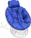 Кресло M-Group Папасан пружинка мини 12090110 (белый ротанг/синяя подушка)