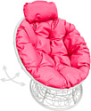 Кресло M-Group Папасан пружинка мини 12090108 (белый ротанг/розовая подушка)