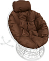 Кресло M-Group Папасан пружинка мини 12090105 (белый ротанг/коричневая подушка)
