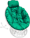 Кресло M-Group Папасан пружинка мини 12090104 (белый ротанг/зеленая подушка)
