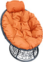 Кресло M-Group Папасан мини 12070407 (черный ротанг/оранжевая подушка)