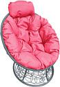 Кресло M-Group Папасан мини 12070308 (серый ротанг/розовая подушка)
