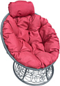 Кресло M-Group Папасан мини 12070306 (серый ротанг/красная подушка)