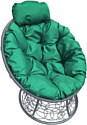 Кресло M-Group Папасан мини 12070304 (серый ротанг/зеленая подушка)