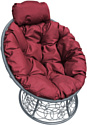 Кресло M-Group Папасан мини 12070302 (серый ротанг/бордовая подушка)