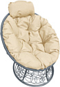 Кресло M-Group Папасан мини 12070301 (серый ротанг/бежевая подушка)