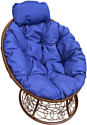 Кресло M-Group Папасан мини 12070210 (коричневый ротанг/синяя подушка)