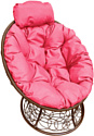 Кресло M-Group Папасан мини 12070208 (коричневый ротанг/розовая подушка)