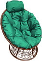 Кресло M-Group Папасан мини 12070204 (коричневый ротанг/зеленая подушка)