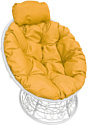 Кресло M-Group Папасан мини 12070111 (белый ротанг/желтая подушка)