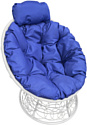 Кресло M-Group Папасан мини 12070110 (белый ротанг/синяя подушка)