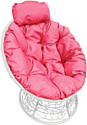 Кресло M-Group Папасан мини 12070108 (белый ротанг/розовая подушка)