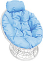 Кресло M-Group Папасан мини 12070103 (белый ротанг/голубая подушка)