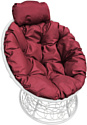 Кресло M-Group Папасан мини 12070102 (белый ротанг/бордовая подушка)