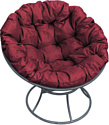 Кресло M-Group Папасан 12010302 (серый/бордовая подушка)