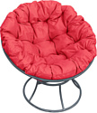 Кресло M-Group Папасан 12010306 (серый/красная подушка)