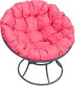 Кресло M-Group Папасан 12010308 (серый/розовая подушка)