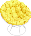 Кресло M-Group Папасан 12010111 (белый/желтая подушка)