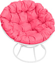Кресло M-Group Папасан 12010108 (белый/розовая подушка)