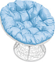 Кресло M-Group Папасан 12020103 (белый ротанг/голубая подушка)