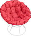Кресло M-Group Папасан 12010106 (белый/красная подушка)