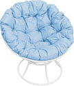 Кресло M-Group Папасан 12010103 (белый/голубая подушка)