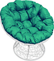 Кресло M-Group Папасан 12020104 (белый ротанг/зеленая подушка)