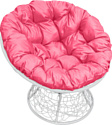 Кресло M-Group Папасан 12020108 (белый ротанг/розовая подушка)