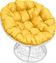 Кресло M-Group Папасан 12020111 (белый ротанг/желтая подушка)