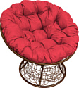 Кресло M-Group Папасан 12020206 (коричневый ротанг/красная подушка)
