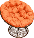 Кресло M-Group Папасан 12020207 (коричневый ротанг/оранжевая подушка)